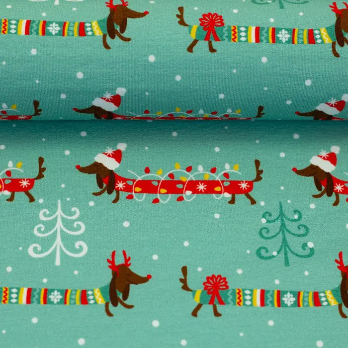 French Terry – Teckelprint (zachte sweatstof)