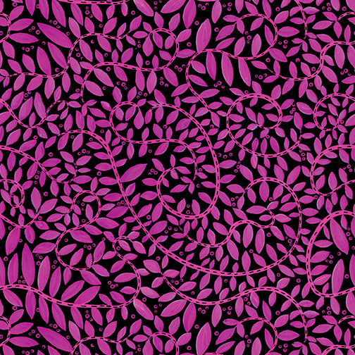 Fantasy Fern Fuchsia/Black – Benartex Folkscapes