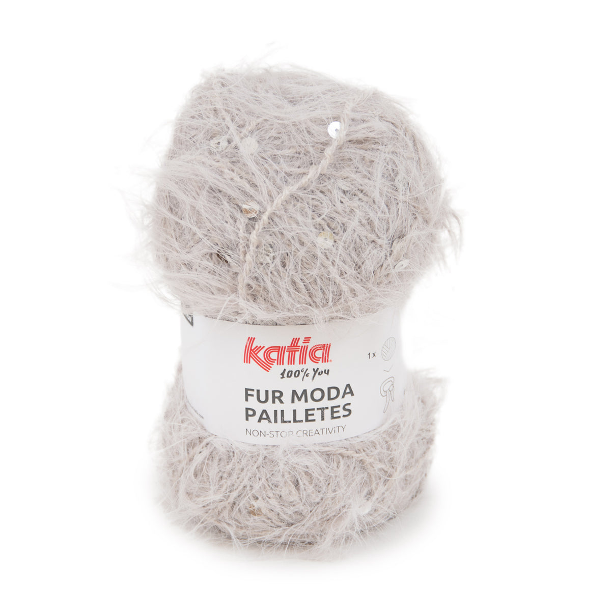 DIY breipakket sjaaltje Katia Fur Moda Pailletes