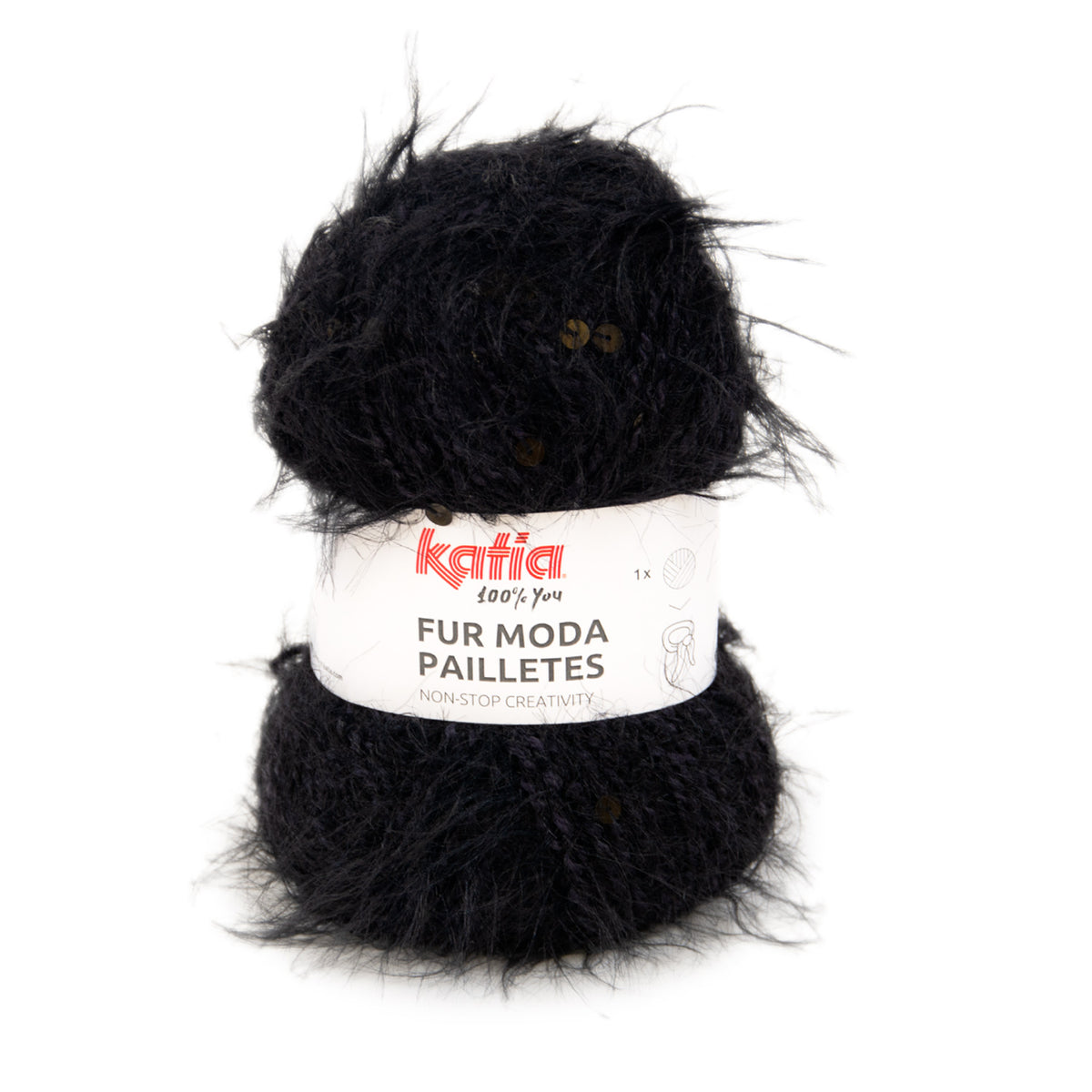 DIY breipakket sjaaltje Katia Fur Moda Pailletes