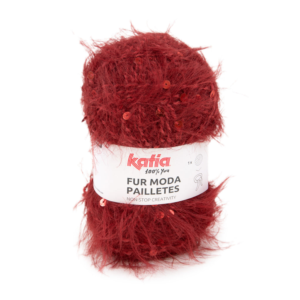DIY breipakket sjaaltje Katia Fur Moda Pailletes
