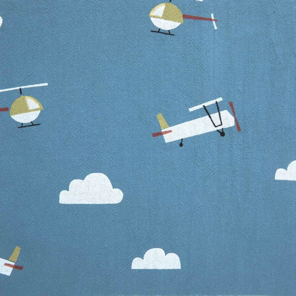 Cotton Planes Rust – Blauw | 100% Katoen, 135 cm breed