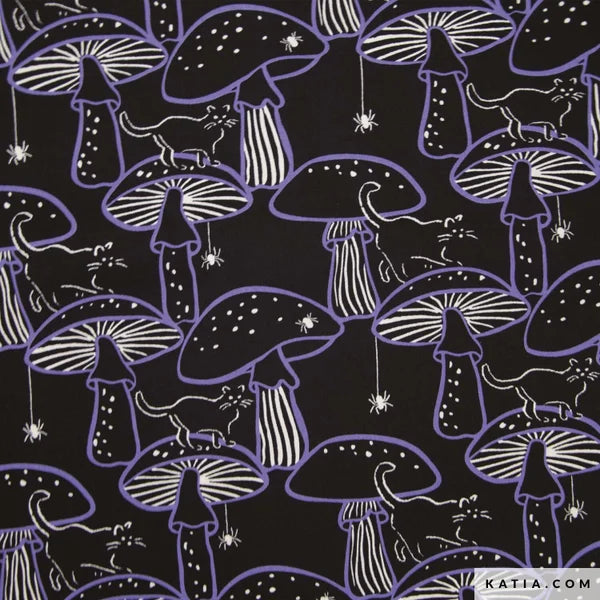 Poplin halloween purple muchroom Stitch & Sew