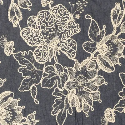 Flora Embroidery Denim Blauw