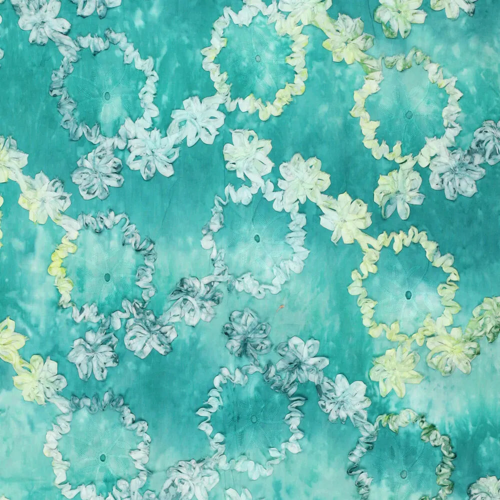 Tie-Dye Bloemen Borduurstof Groen – Summer Collection