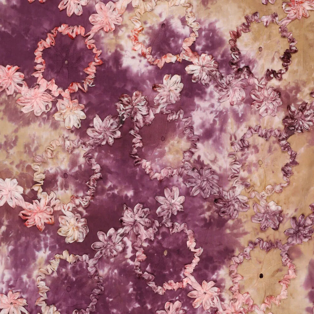 Tie-Dye Bloemen Borduurstof Paars – Summer Collection