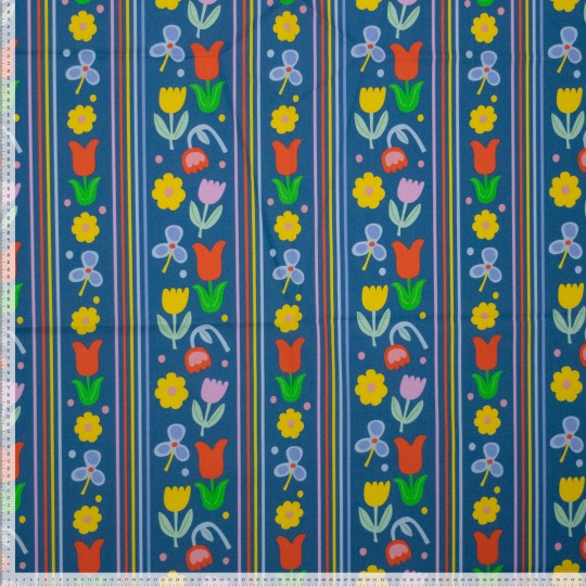 Karina+Kind Poplin Bloemen & Strepen | Per 50 cm