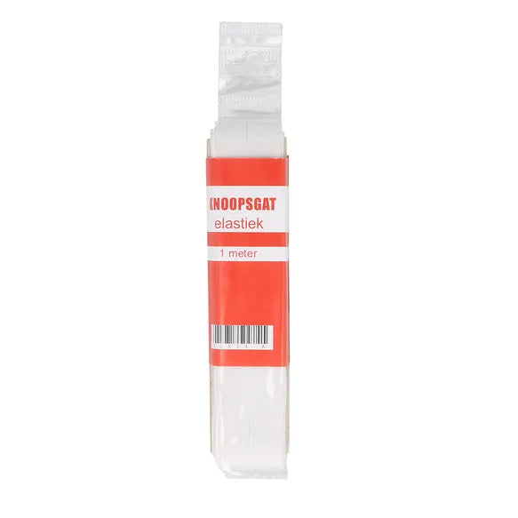 Knoopsgat-elastiek 20 mm – wit of zwart (25×1 m rol) – verstelbare tailleband
