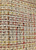 Bouclé mantelstof wit met multicolour