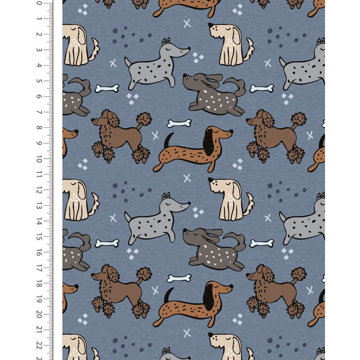 Alpen Fleece Digital Pack of Dogs – honderassen op blauwgrijze achtergrond met liniaal