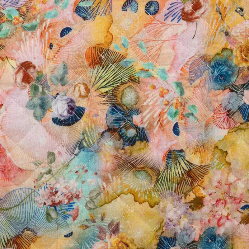 Bambino Digital Print Quilt K42013-001 gequilte katoenmix stof met multicolor digitale print, warm en zacht voor jasjes, dekens en accessoires