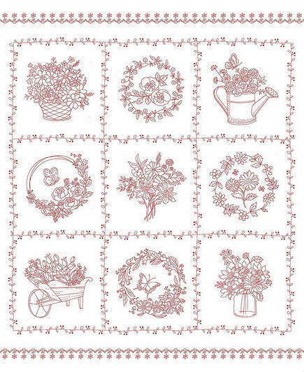 Garden Redwork – Block Geo – Red | Timeless Treasures – 100% katoen quilting