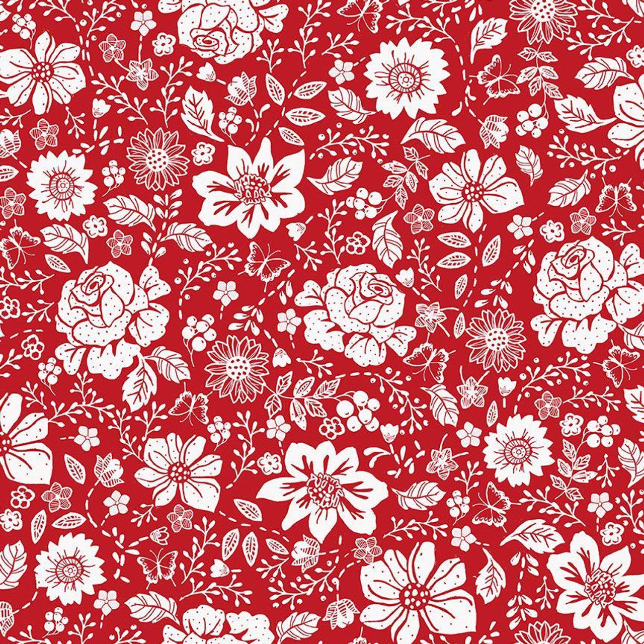 Garden Redwork – Block Geo – Red | Timeless Treasures – 100% katoen quilting