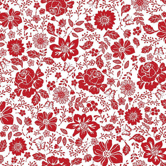 Garden Redwork – Block Geo – Red | Timeless Treasures – 100% katoen quilting