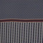 Viscose Webware met grafisch patroon in blauw en bordeaux