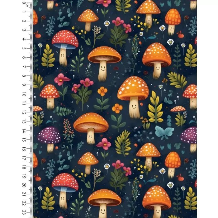 Alpen Fleece Smiling Mushroom – Digitale Print – Zachte Tricotstof - Stitch & Sew