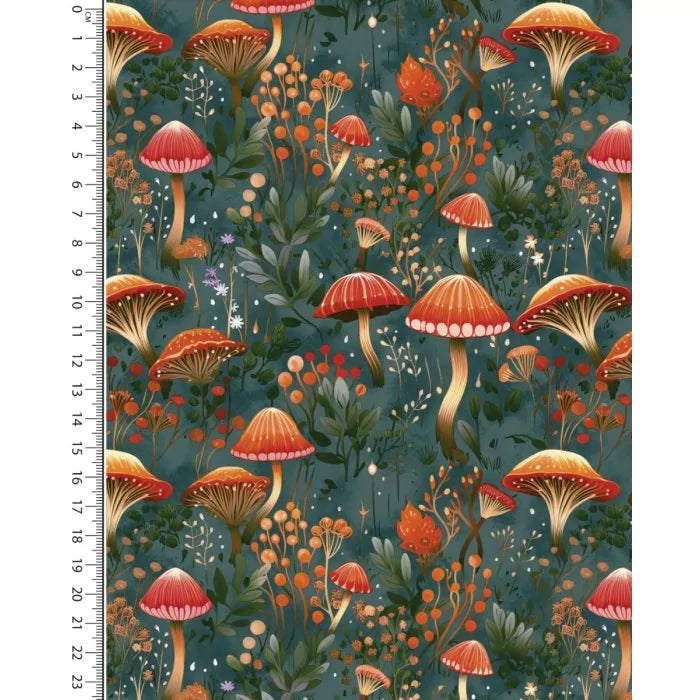 French Terry Digital Autumn Mushrooms – Warme Tricotstof | Stitch and Sew
