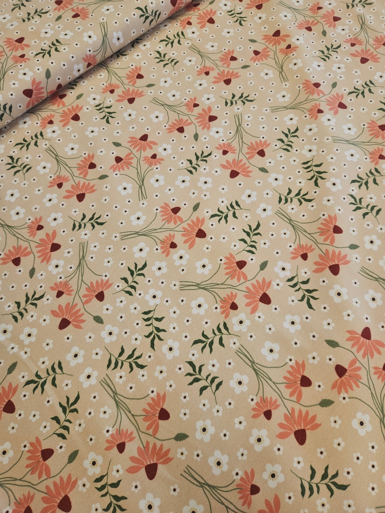 Avalana Jersey – Bloemenprint | Zandbeige - Stitch & Sew