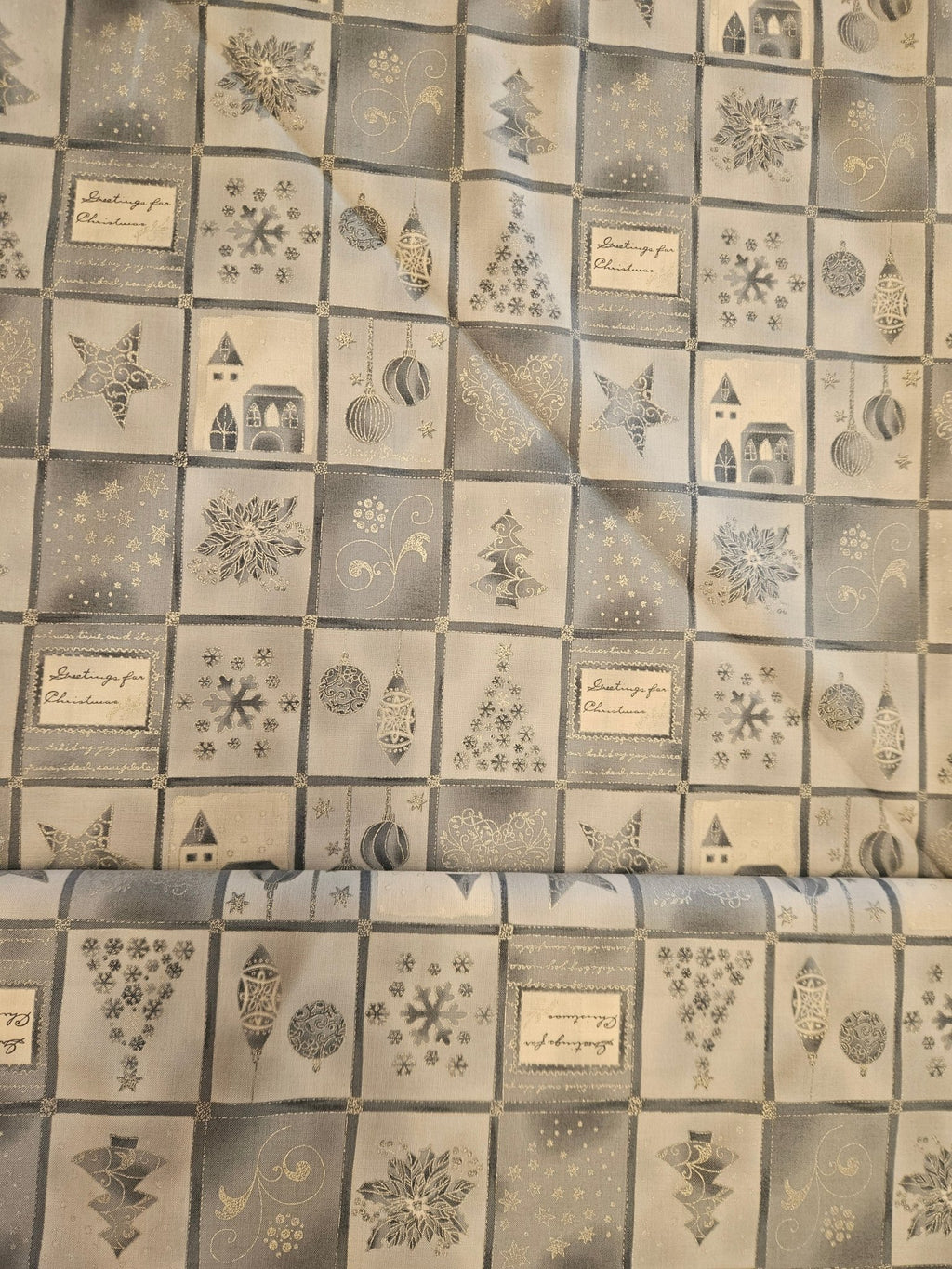 Brilliant Christmas Quiltstof – Zilver Grijstinten - Stitch & Sew