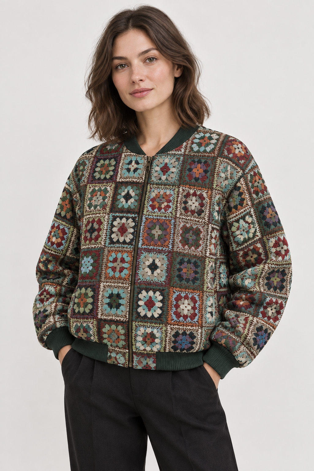 Damesbomber van gobelin patchworkstof