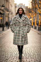 Damesjas groen-blauw fake fur
