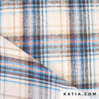 Flanellen Stof met Ruitjes – Blauw en Bruin, 100% Katoen