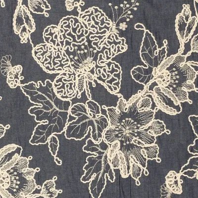 Flora Embroidery Denim Blauw - Stitch & Sew