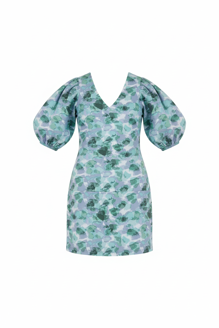 Gaëlle jurk in teal/blauw French Terry