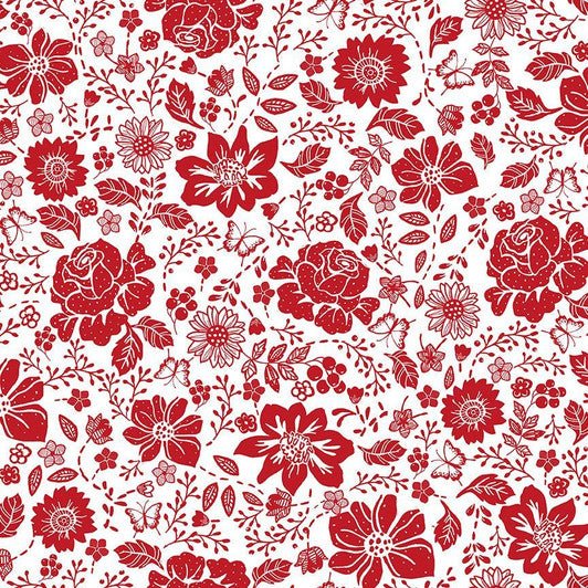 Garden Redwork – Wit bloem - Stitch & Sew