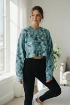 GOTS Organic French Terry korte sweater op een dame