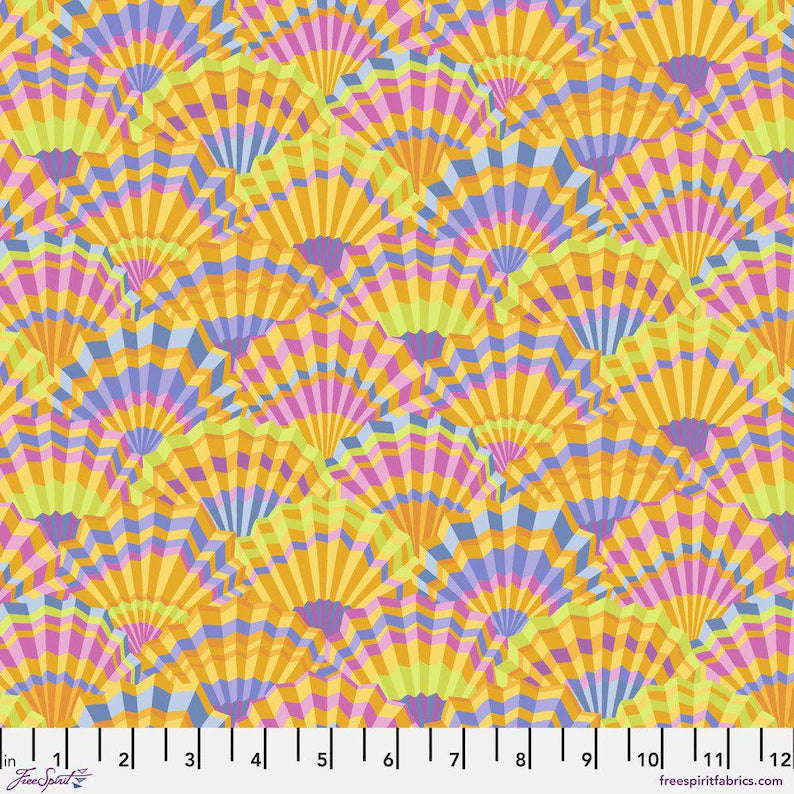 Oranje Paper Fans print – katoenen quiltstof van Kaffe Fassett