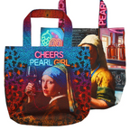 Voorbeeld van tas gemaakt met Neon Pearl Party canvas taspaneel, voor- en achterkant