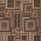 Viskaci Grayson viscose stof met geometrisch patchwork dessin in bruin, terra en beige