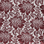Lisa Foil Lace Bordeaux vlakke opname van kant met rozendessin in bordeauxrood