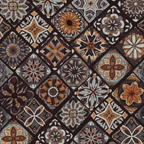 Roma Decor Tiles tegeltjesstof met mandala bloemmotieven in bruin, oranje en grijs