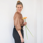 Gaëlle top in cognac leer - zijaanzicht