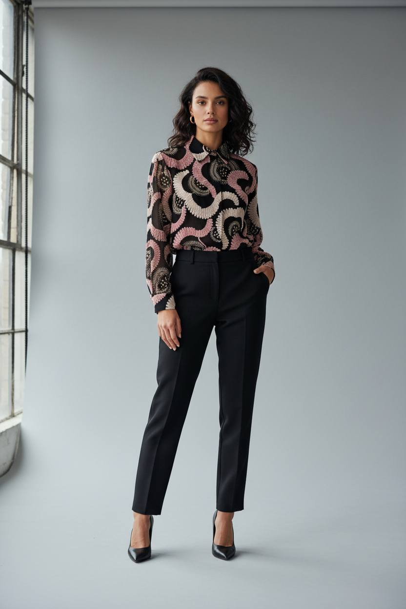 Inspiratie dekkende blouse van Chenille Embroidery Mocia stof