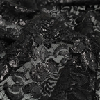Lisa Foil Lace Zwart close-up van zwarte kant met folie-effect