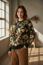Wintertrui van Alpen Fleece Digital Romantic Flower op model