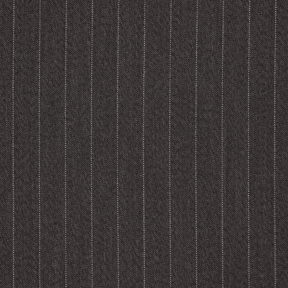 Pincy Stripes Antraciet donkere visgraatweefstof met fijne witte pinstripes