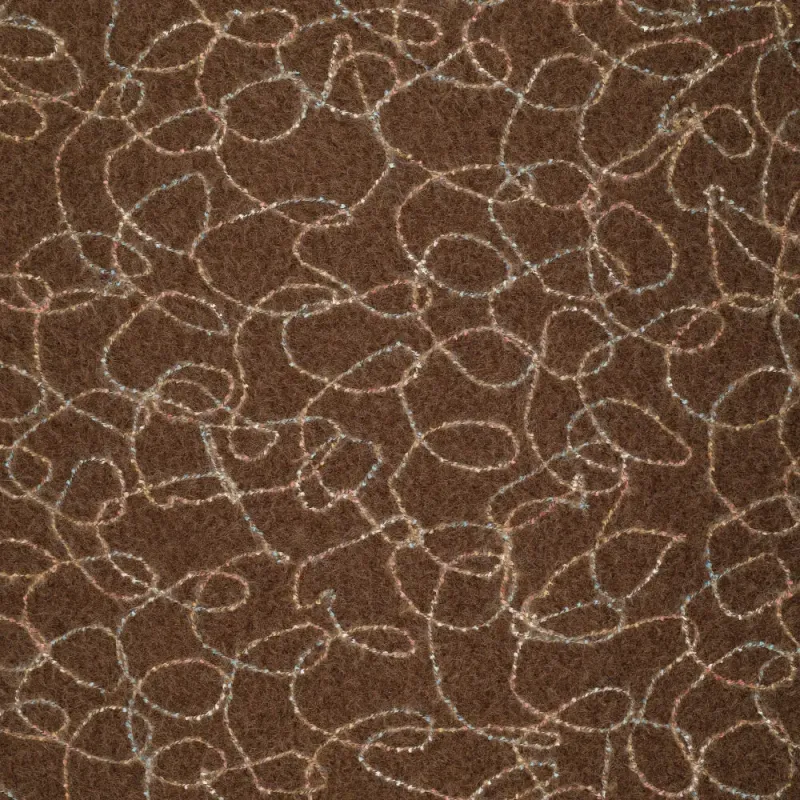 Cotta Embroidery Lizzy Dark Brown donkerbruine borduurstof met goud-beige abstract dessin