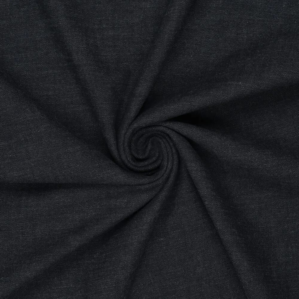 90205 Washed Wooly Jeans zwart stof gedrapeerd