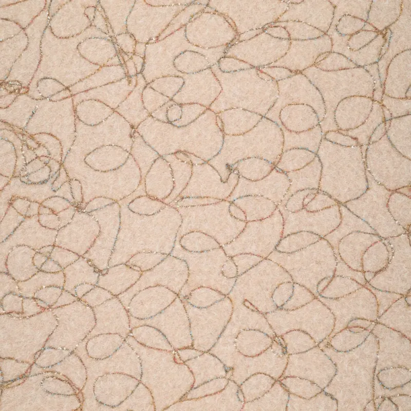 Cotta Embroidery Lizzy beige borduurstof met goud-zilver abstract dessin