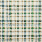 Aviemore Check Fur zachte geblokte fur-stof in crème, groen en blauw ruitpatroon