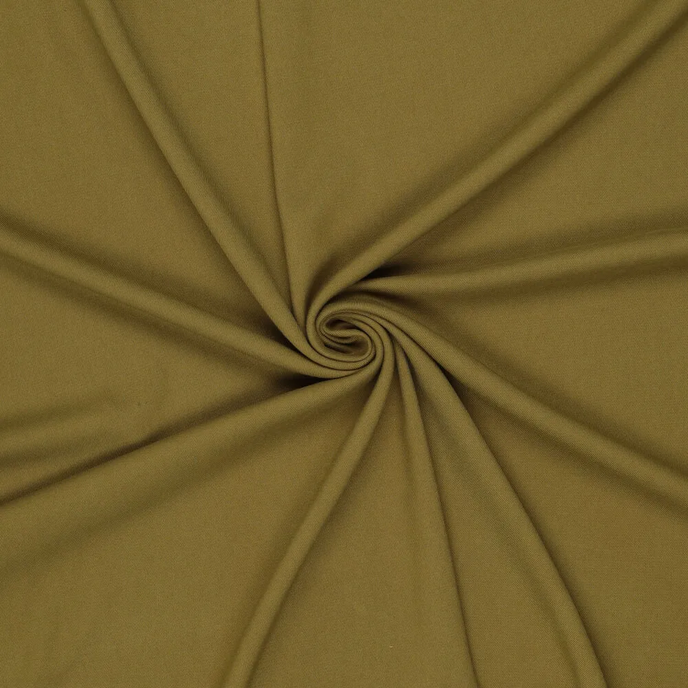 Olijfgroene Woven Bamboo twill in gedraaide drapering