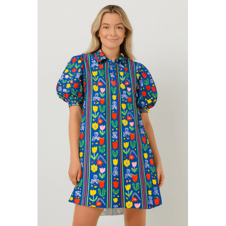 Karina+Kind Poplin Bloemen & Strepen | Per 50 cm - Stitch & Sew