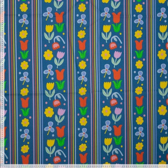 Karina+Kind Poplin Bloemen & Strepen | Per 50 cm - Stitch & Sew