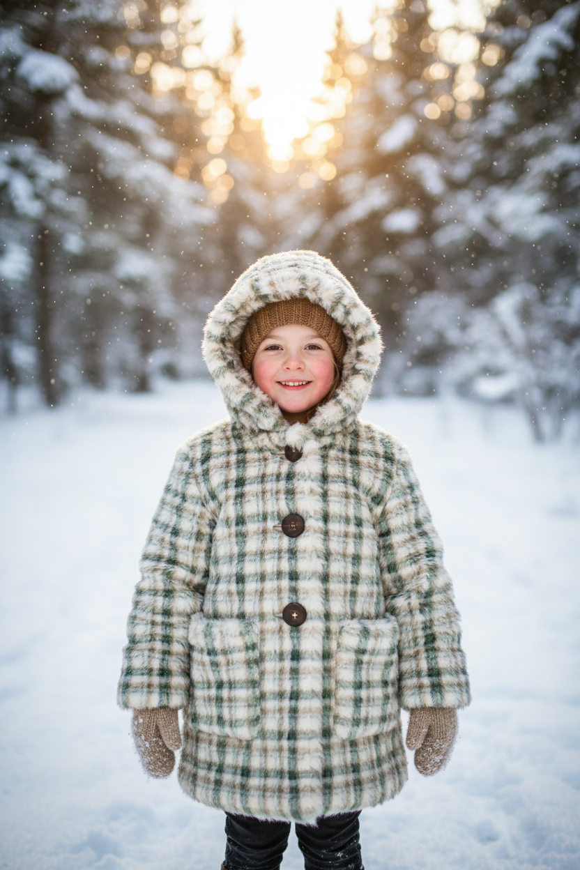 Kinderjas groen-blauw fake fur