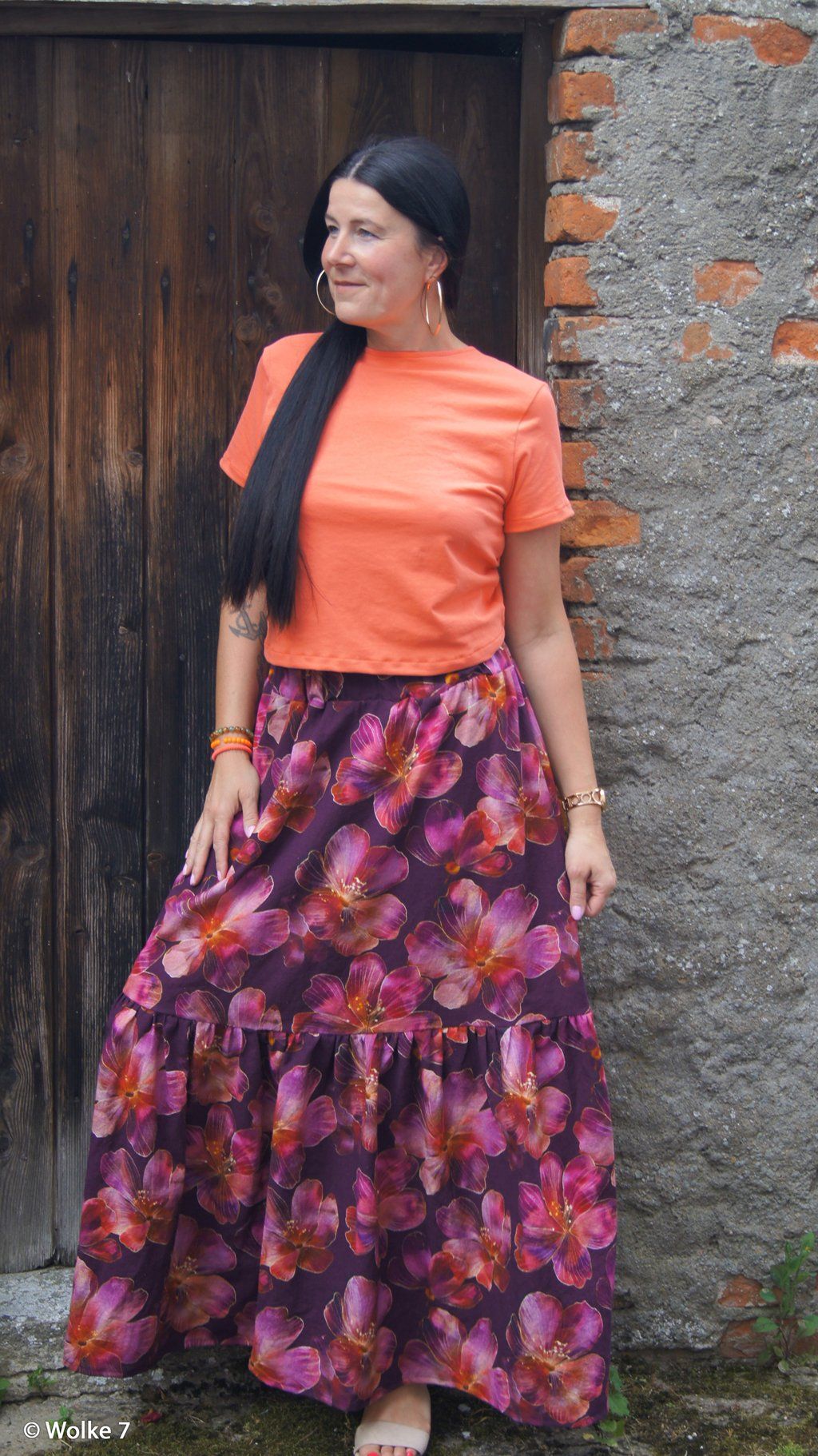 Linnen stof Adria – lila bloemen - Stitch & Sew