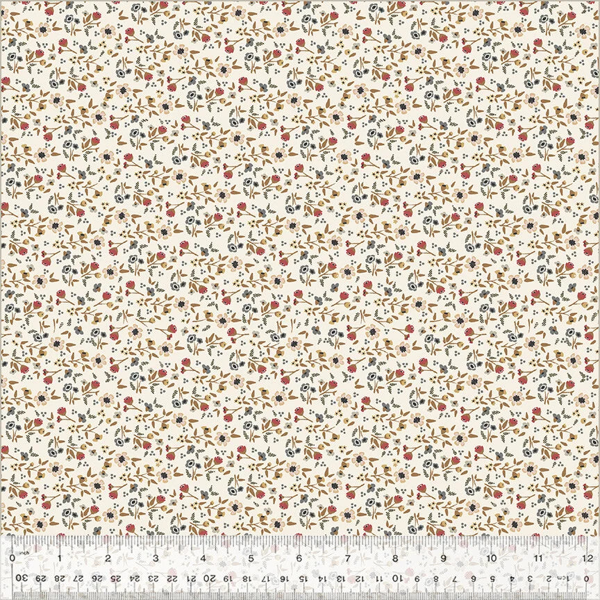 Petite Jeanne quiltstof met romantisch patroon in zachte tinten